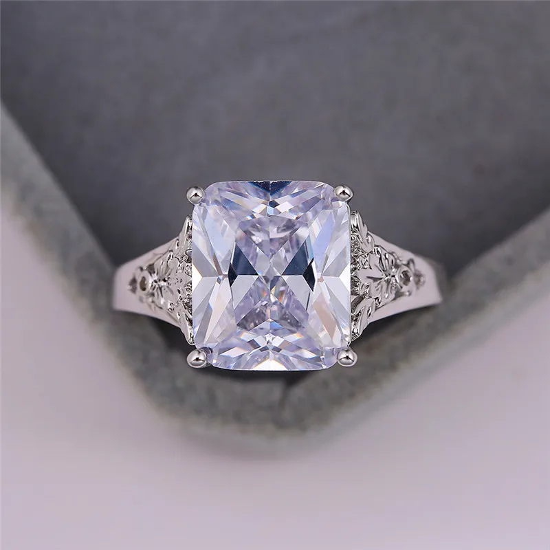 Роскошное женское и мужское кольцо с квадратным кристаллом в винтажном стиле