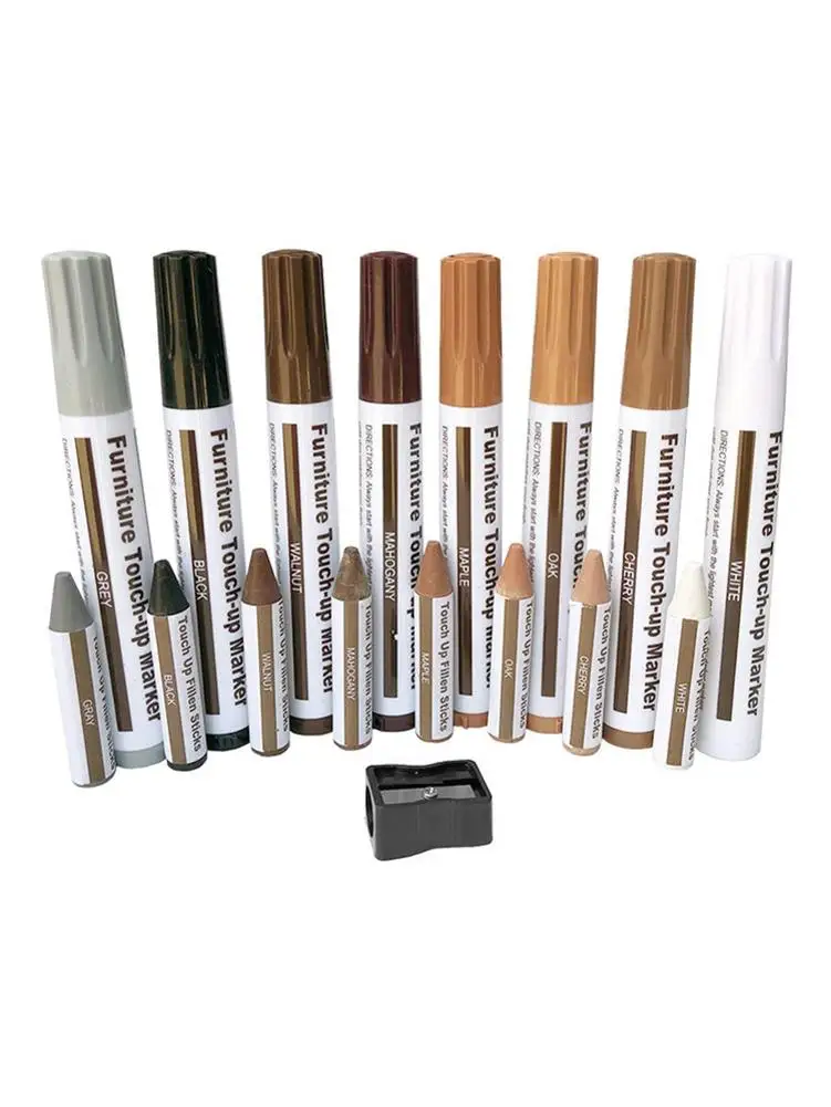 

Furniture Repair Kit Wood Repair Markers Wood Repair Pen With Wax Sticks And Wax Sharpener For Stains Scratches Floors 17PCS/Kit