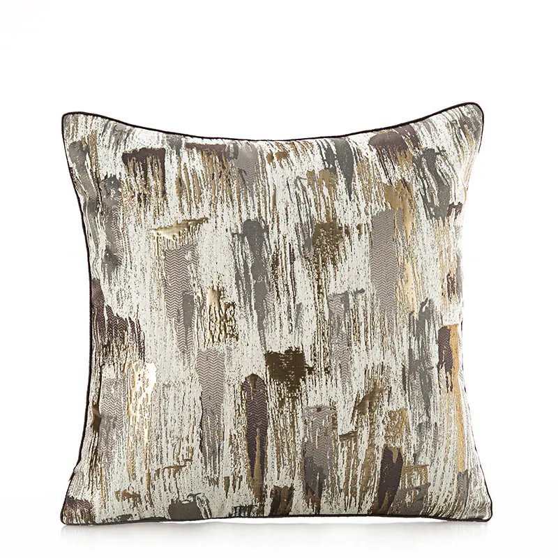 Light Luxury High quality Satin Jacquard Lumbar Pillowcase Pillow Case Sofa Bed Room Chair Cushion Cover 30x50 45*45 Home Decor - Цвет: Golden Coffee