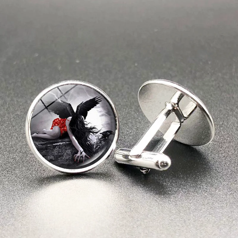 

Gothic Angel Girl Crystal Bob Cufflinks Fashion Vintage Cufflinks