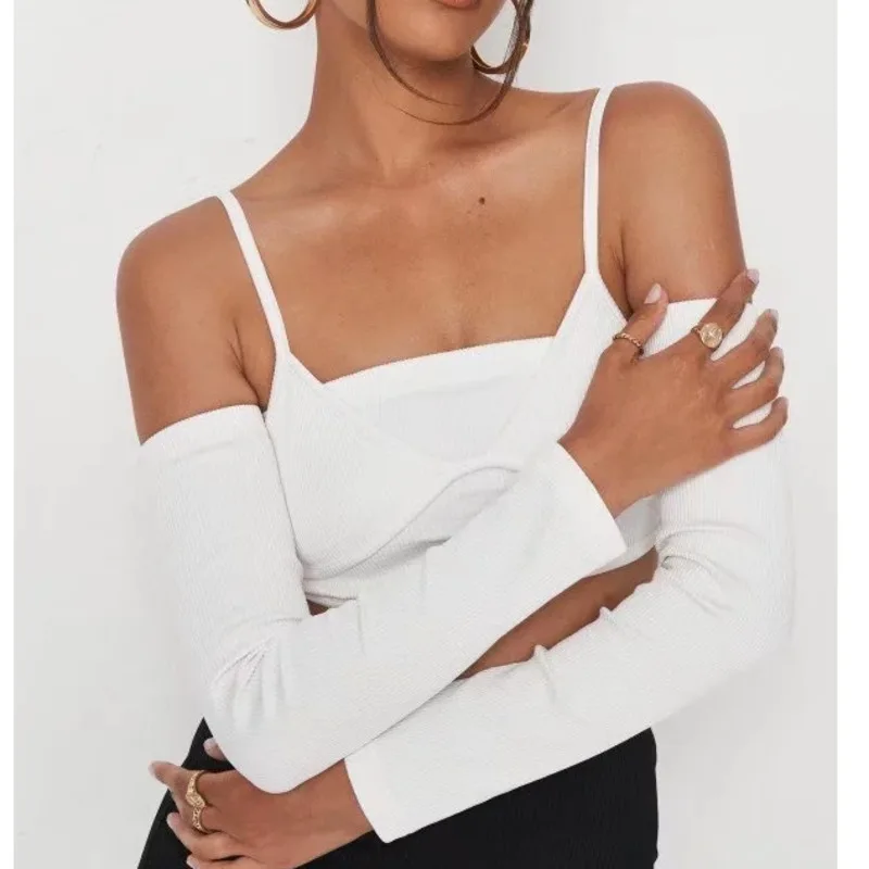 

Women Two In One Sexy Bralet Crop Camis Top With Detachable Sleeves Y116