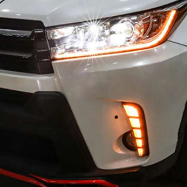 

for Toyota Highlander 2017 2018 2019 LED DRL Daytime Running Light Front Fog Light Lamp with Turn Signal