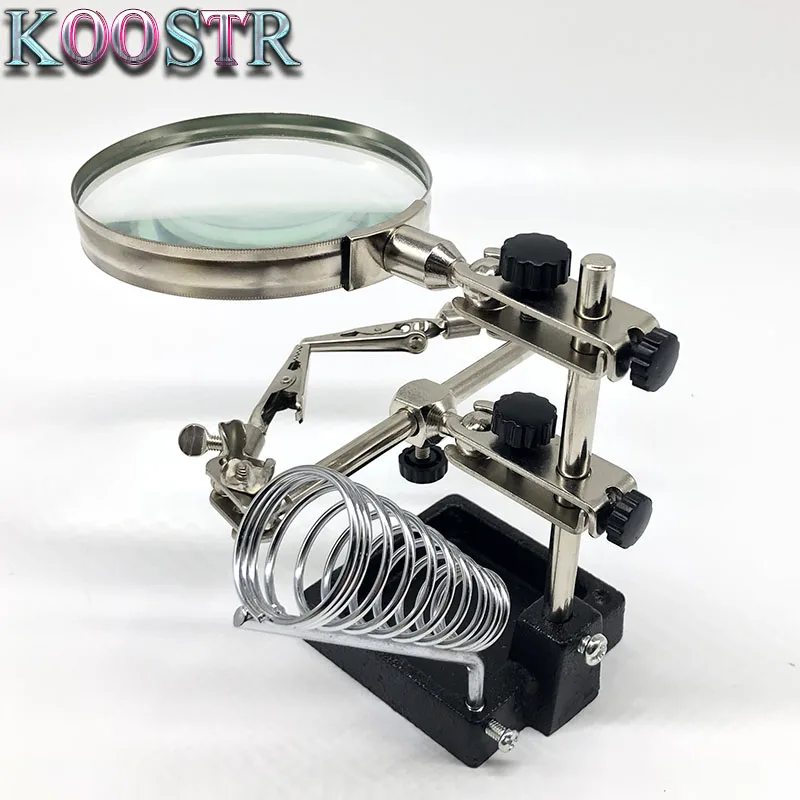 Регулируемая подставка для паяльника с 5 кратным увеличением и вращением на 360