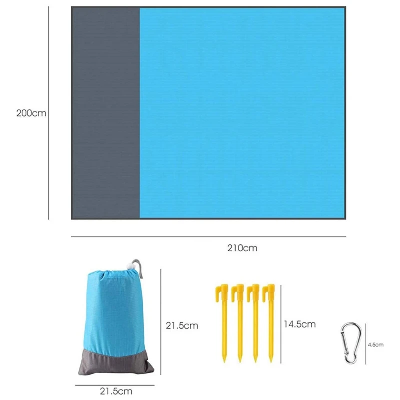 

Portable 78.74x82.68 inches Beach Blanket Sandproof Sandfree Camping Hiking Mat Waterproof Outdoor Travel Picnic Pad
