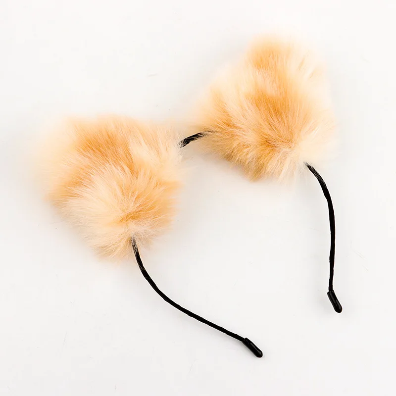 Женская плюшевая повязка на голову с кошачьими ушками металлическим