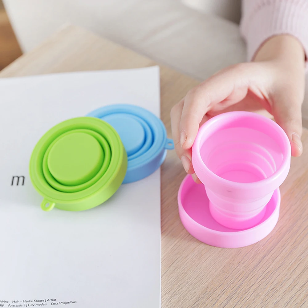 

Travel Protable Drinkware Tools Coffee Cup Solid Color Water Folding Gargle Cup for Outdoor Travel Tea Glass 170ml Silicone Cups