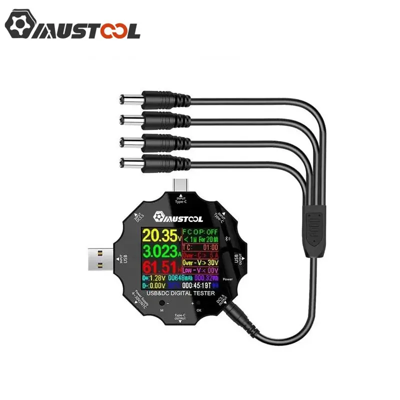 Mutool UD18 18 в 1 USB тестер USB3.0/DC/Type C приложение DC Цифровой вольтметр Амперметр HD