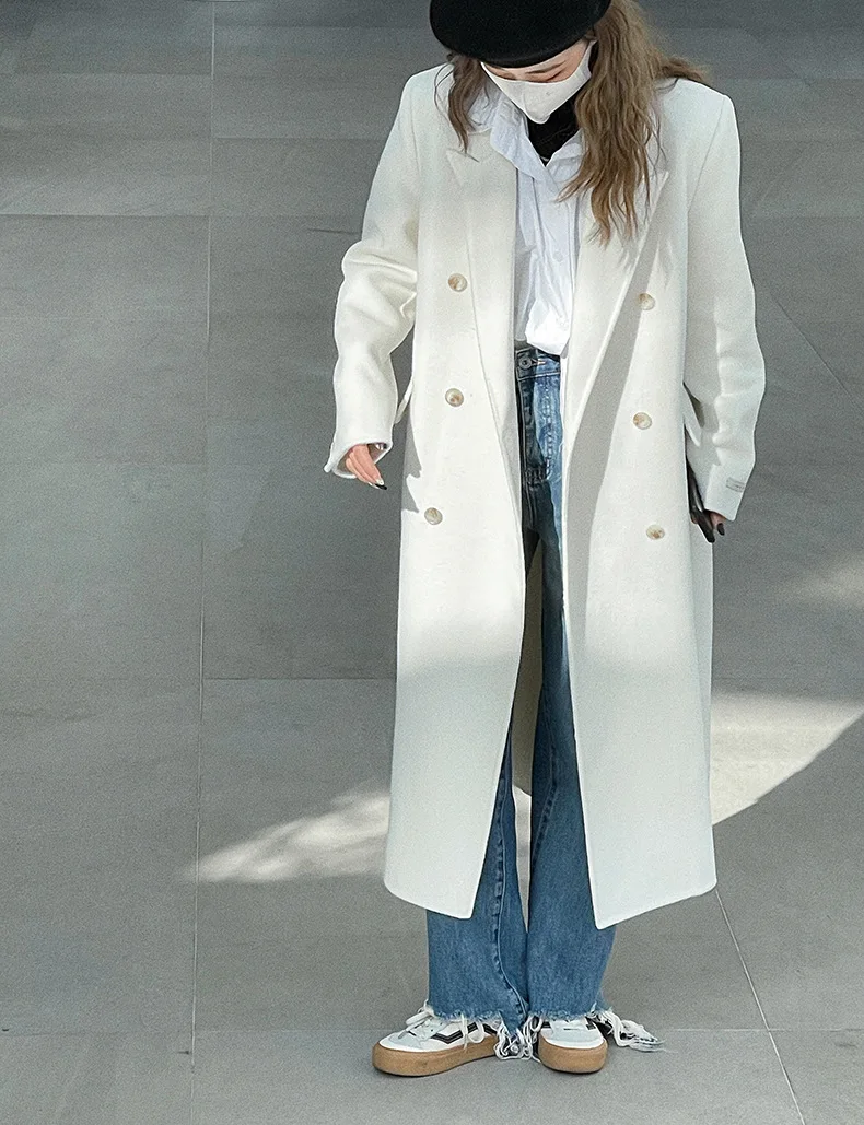 

12 color optional ins style high-level coat East Gate suit collar double breasted silhouette wool cashmere coat