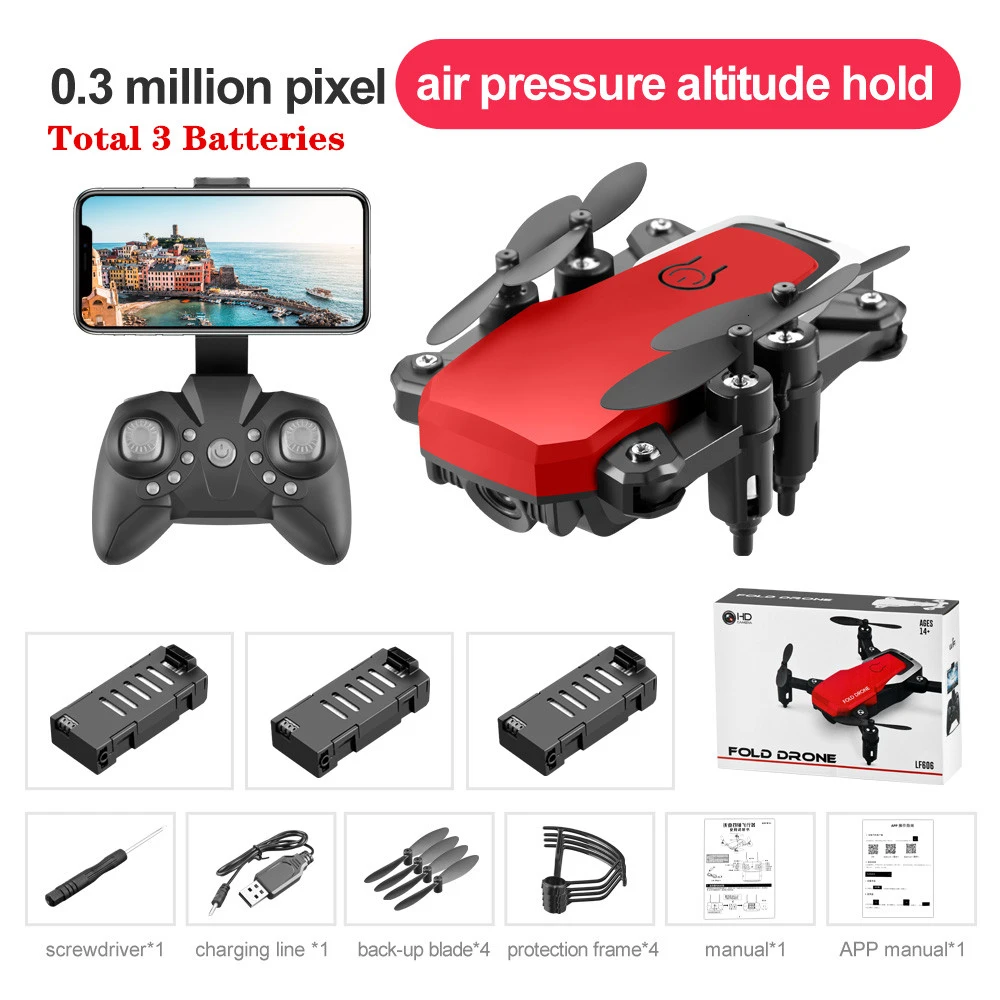 Радиоуправляемый вертолет LF606 видеосъемка Квадрокоптер WiFi fpv 4K HD камера удержание высоты пульт дистанционного управления Квадрокоптер лучшие игрушки для начинающих - Цвет: R3-Color Box-0.3MP