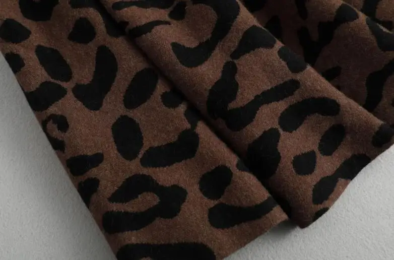 Женская винтажная шерстяная юбка с леопардовым принтом элегантная офисная