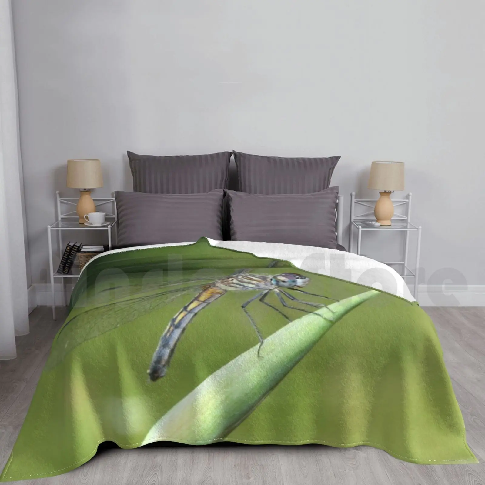 

The Solitude Of A Dragonfly Blanket For Sofa Bed Travel Dragonfly Bug Insect Closeup Tiger Dragonfly Nature