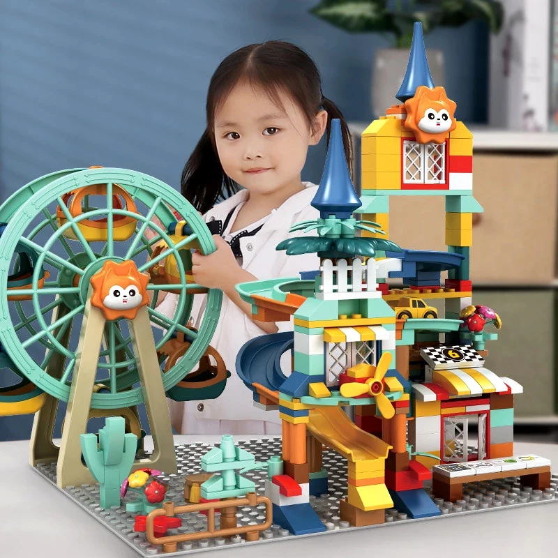 

New Marble Race Run Building Blocks Ferris wheel Castle Blocks Maze Track Car Educational Toys for Children Gifts