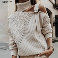 gypsylady super chic sweaters women autumn winter off shoulder sweate cable knitted hollow out long sleeve sexy laides sweater