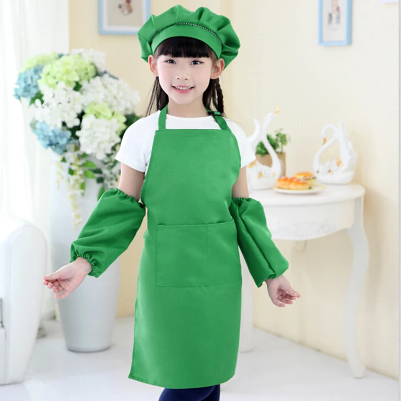 Детский фартук с нарукавником головной платок для детского сада кухонный