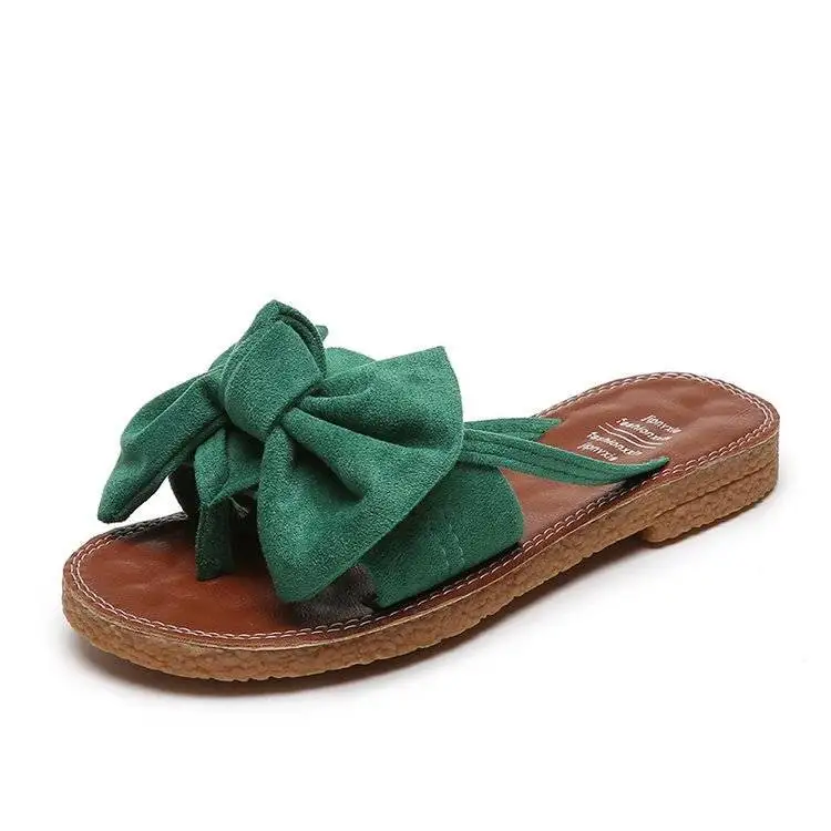 

Women's Slippers Summer 2021 New All-Match Trendy Bow Flat Fashion Pregnant Women Outwear Soft Bottom Comfortable Sandals