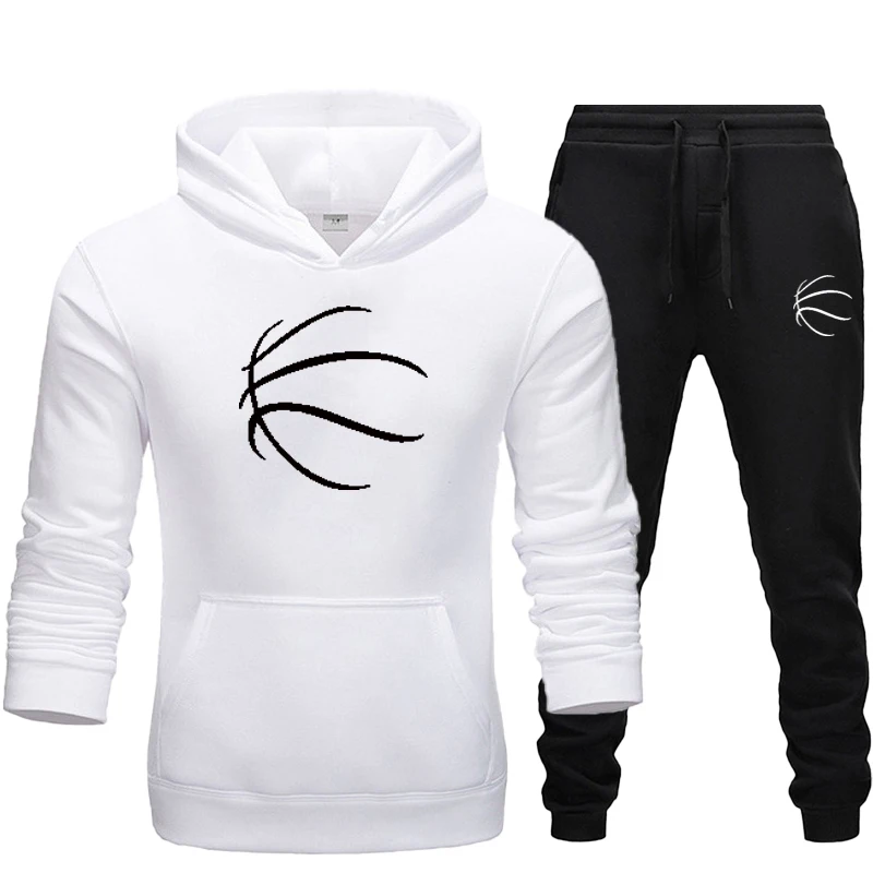 

Track suit men's sportswear hooded sweatshirt and pants sportswear suit casual solid color workout clothes