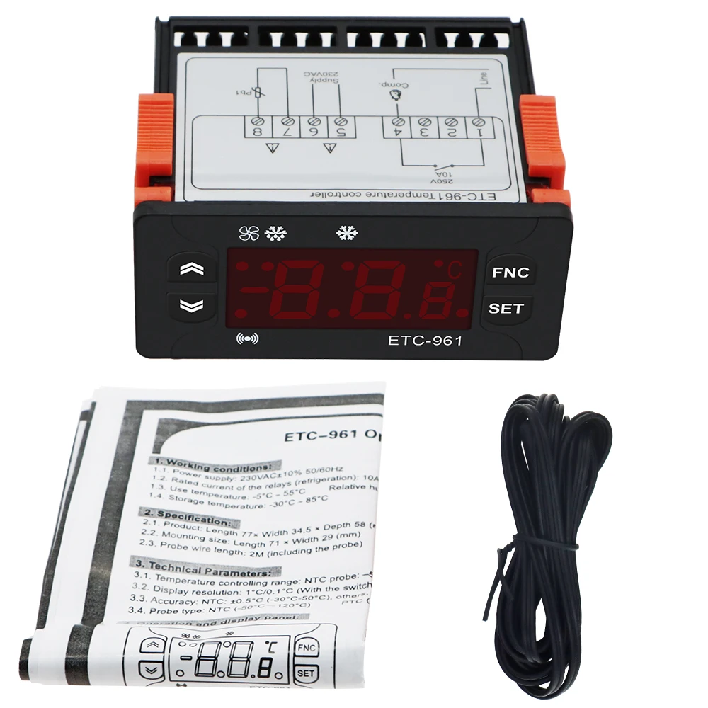 etc 961 thermostat temperature controller humidity control thermometer hygrometer refrigeration alarm 220v ntc sensor 30 off free global shipping