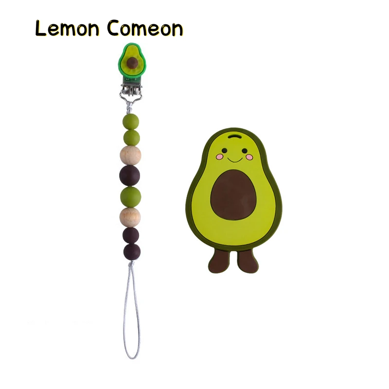 

Lemon Comeon Baby Pacifier Chain Avocado Silicone Molar Beads Silicone Pendant Teether Toy Tooth Gel Teething Toy Product 2Pcs