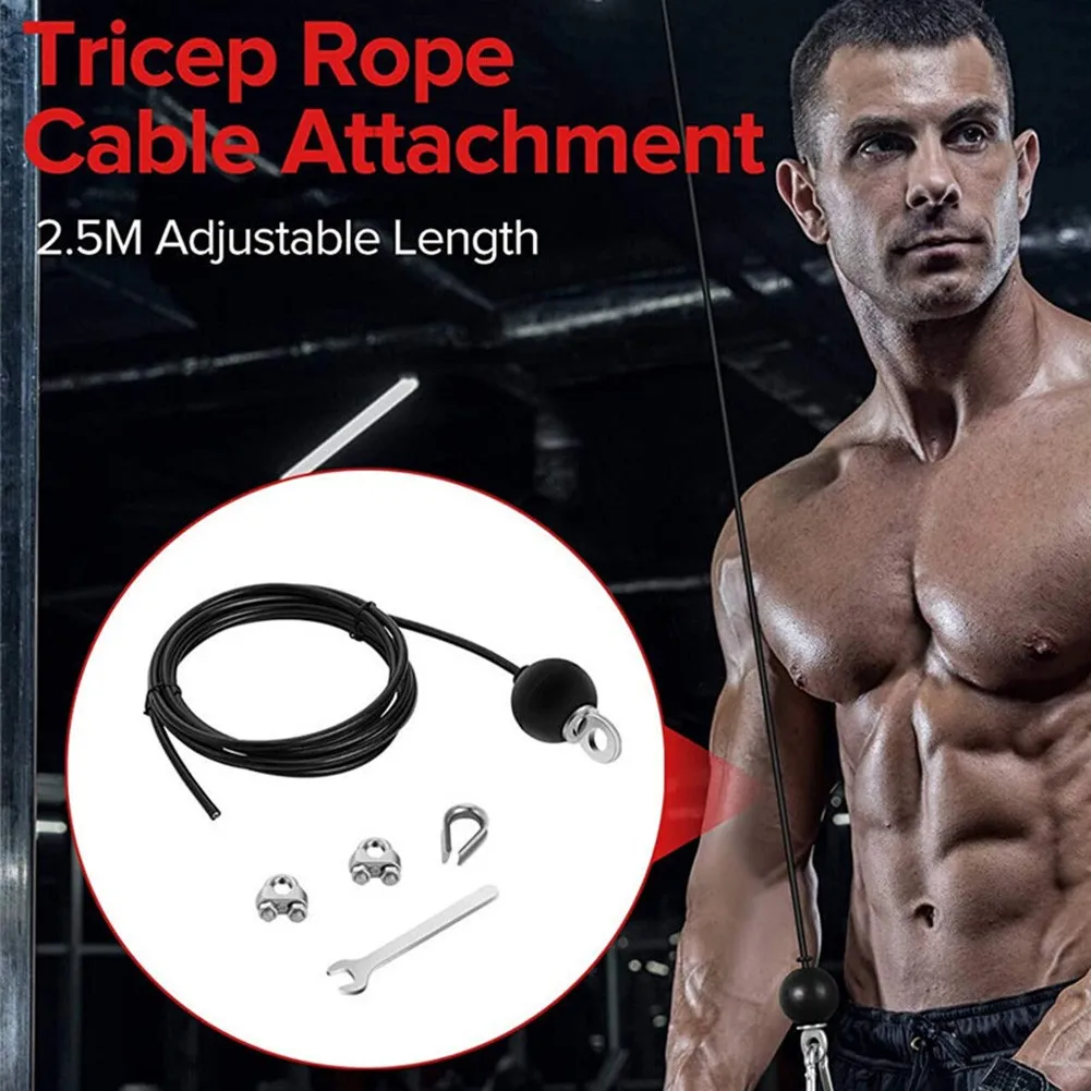 

2.5M Adjustable Steel Wire Rope Kit DIY Weight Multi Gym Cable Fitness Pulley Portable Fitness Equipment Accessories