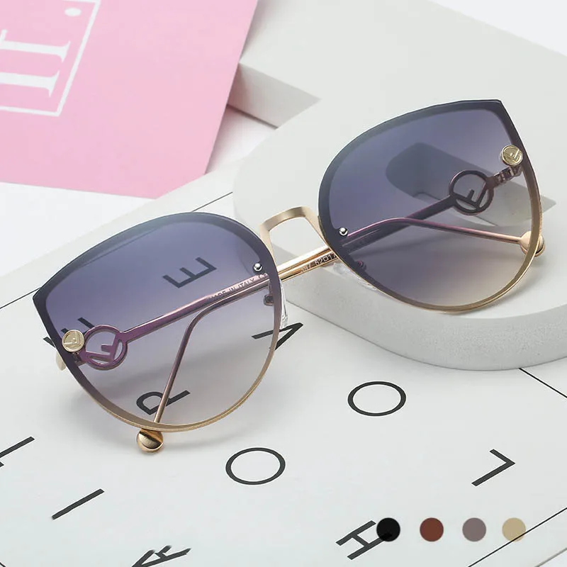 Женские солнцезащитные очки кошачий глаз винтажные зеркальные в металлической