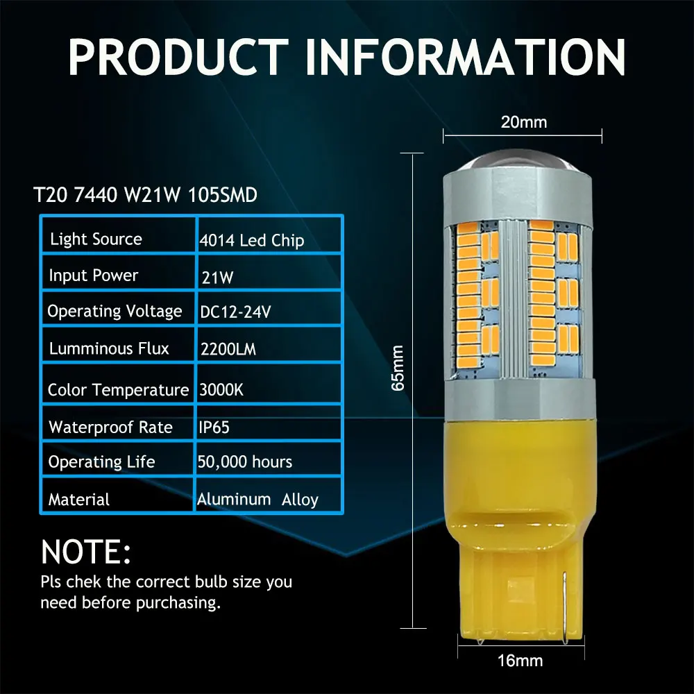 1 шт. T20 CANBUS светодиодный W21W 7440 лампы 4014 105SMD без Hyperflash 1156 BA15S P21W светодиодный PY21W BAU15S лампа авто обратный сигнал поворота бордовый