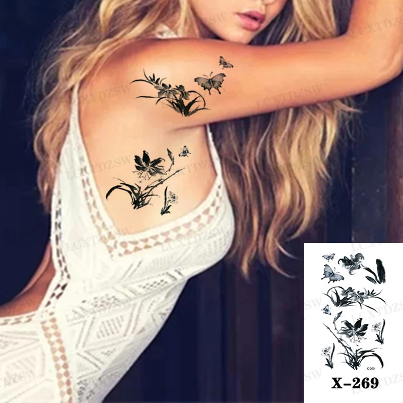 Male And Female Temporary Tattoo Stickers,Flowers,Pistols, Smiley Face False Tattoos,Waterproof And Durable,1 Piece Of 10.5 *6CM