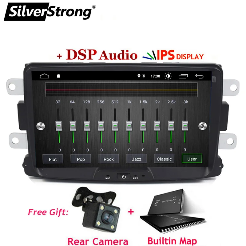 XJB-DST8-8L DSP Cam SilverStrong Android9.0 2Din Каптур Автомобильный gps для RENAULT DUSTER DACIA LOGAN II DOKKER - Цвет: XJB-DST8-8L DSP Cam