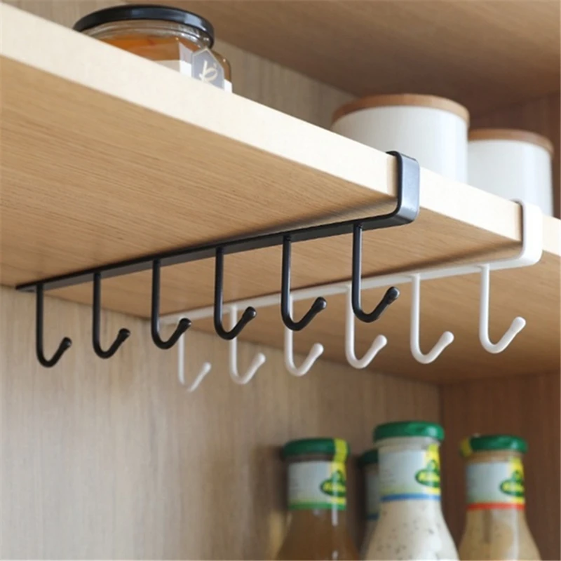 

Cup Holder Hanger Hook Kitchen Cabinet Under Shelf Storage Rack Hook Multifunctional Hooks Cocina Tools Home Accessories