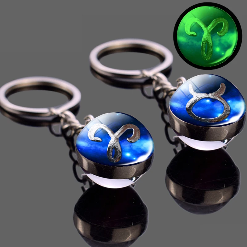 Брелок с 12 созвездиями зодиака Скорпион Лев Овен брелок хрустальным стеклянным