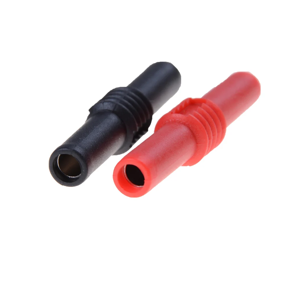 

2pcs Black+Red PVC 4mm Banana Socket Female Adapter Extension Insulated Banana Plug Coupler