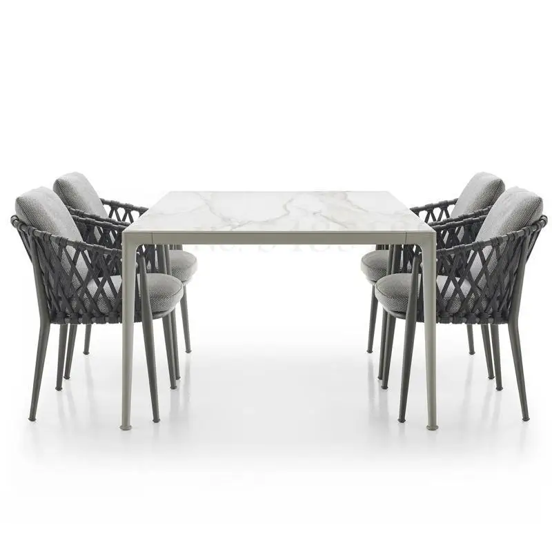 Скандинавский уличный стул из ротанга трехсекционный садовый тканый обеденный