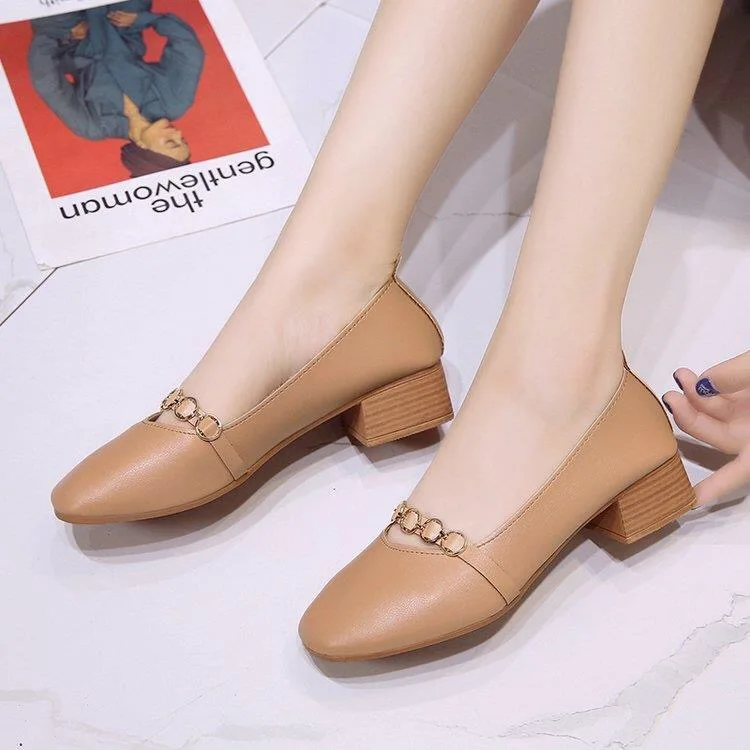 Туфли-лодочки женские из искусственной кожи на среднем каблуке Осенние 2020 | Обувь