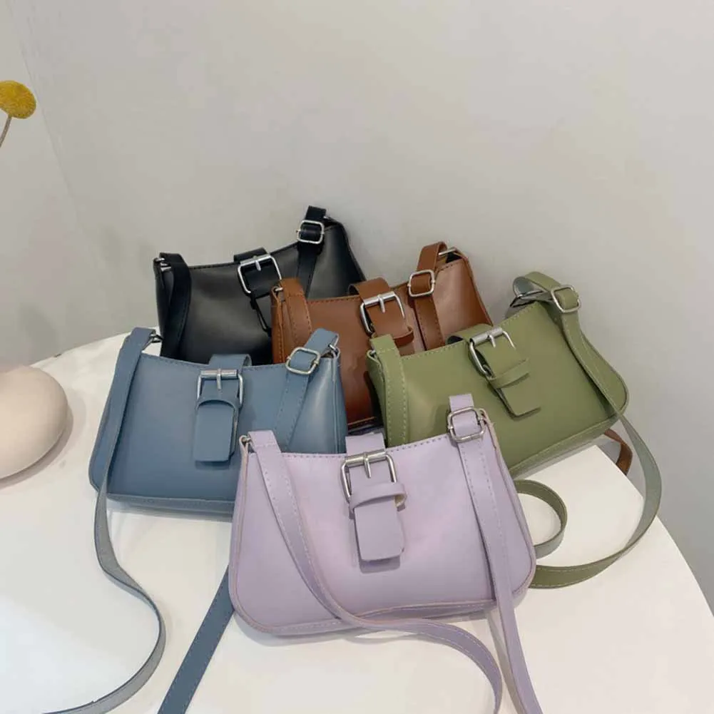 

Новая модная трендовая женская сумка-мессенджер через плечо из искусственной кожи с пряжкой с язычком, повседневные женские однотонные мал...