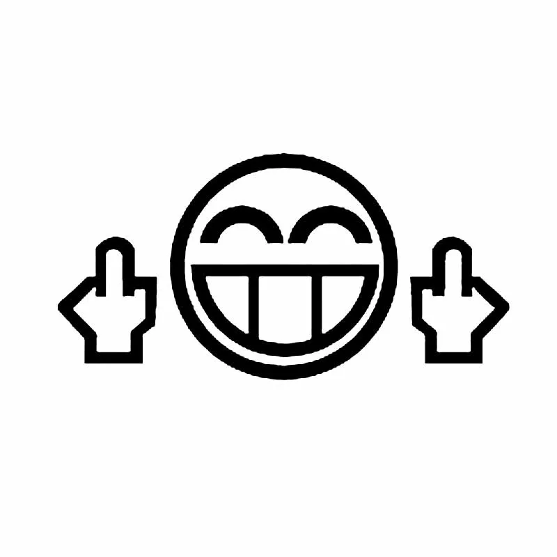 

14 X 7cm Car Sticker Fashion Fun Middle Finger FacePVC Decal Decoration Sticker