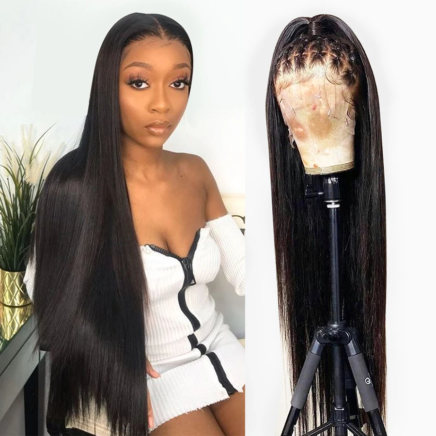 

13x4 Lace Front Glueless Wigs for Women Human Hair 4x4 Lace Closure Remy Bone Straight Transparent Brazilian HD 30 Inch Natural