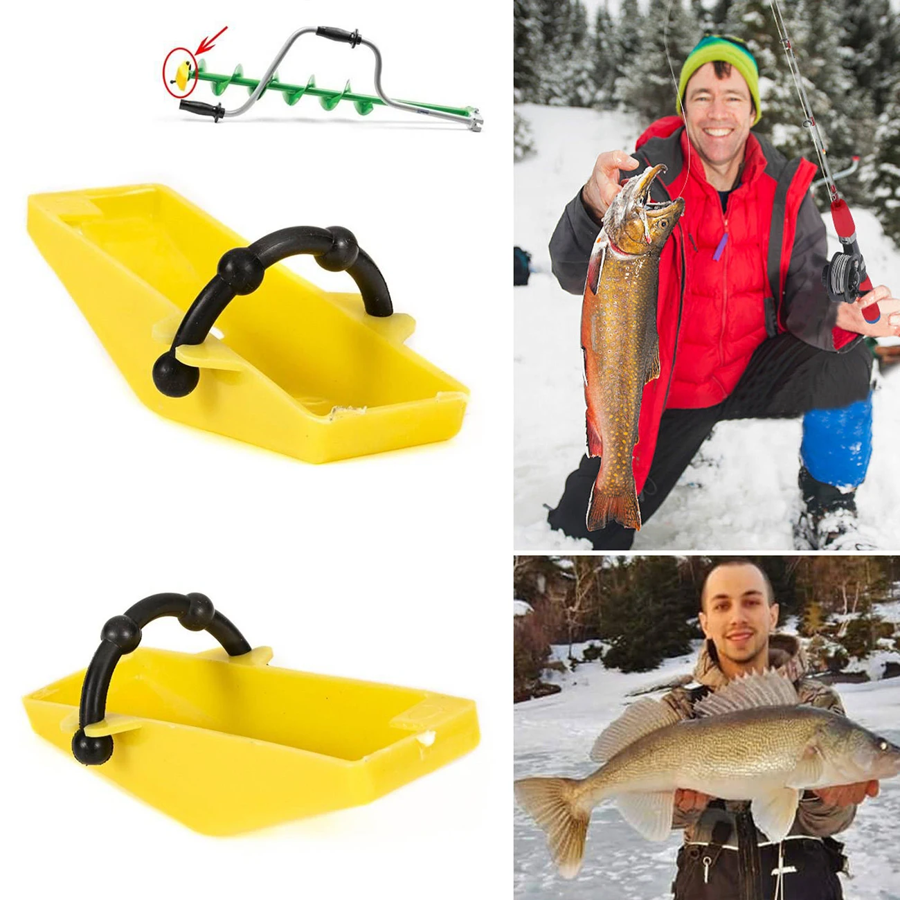 

1Pc Winter Ice Fishing Essential Tools Hand Spiral Drilling Ice Drill Power Head Cover Ice Fishing Punches Hole Drill Blade