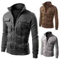 mens coats hoodies stand collar spring long sleeve solid casual loose jackets