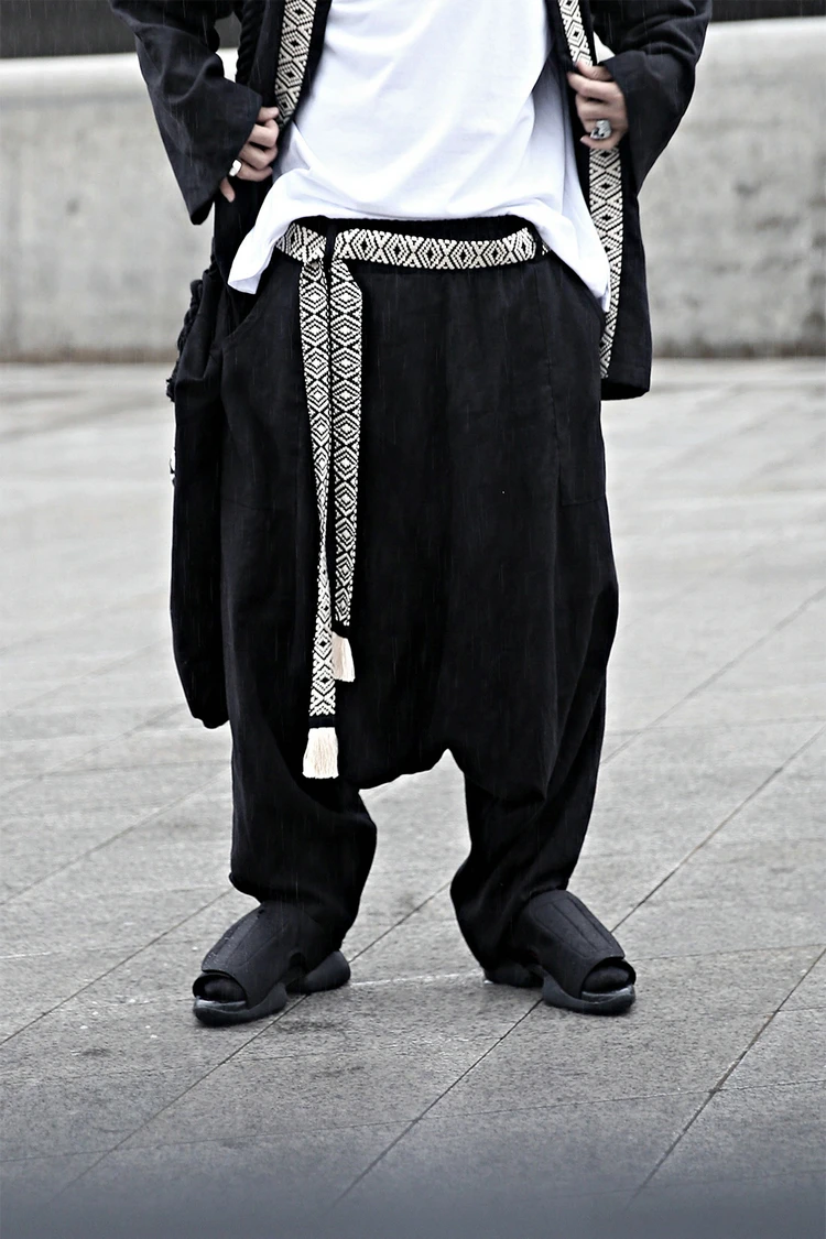 

Ремень мужской однотонный льняной, повседневный тренд свободного покроя в клетку, прямые штаны, большие, лето Гаремные с низкой проймой