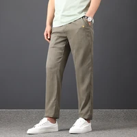 new summer heavy silk texture straight pants for men breathable king copper ammonia silk men slim casual pants