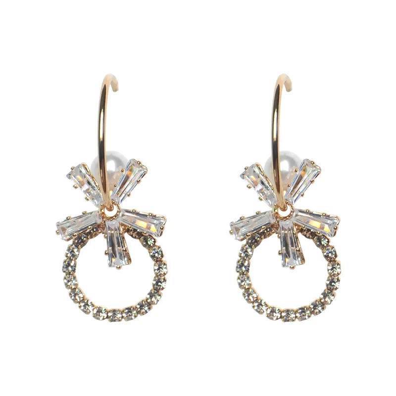 

S925 Silver Needle Crystal Circle Pearl Earrings Women's Design Temperament Korean Fashion Earrings Trendy 2021 NEW