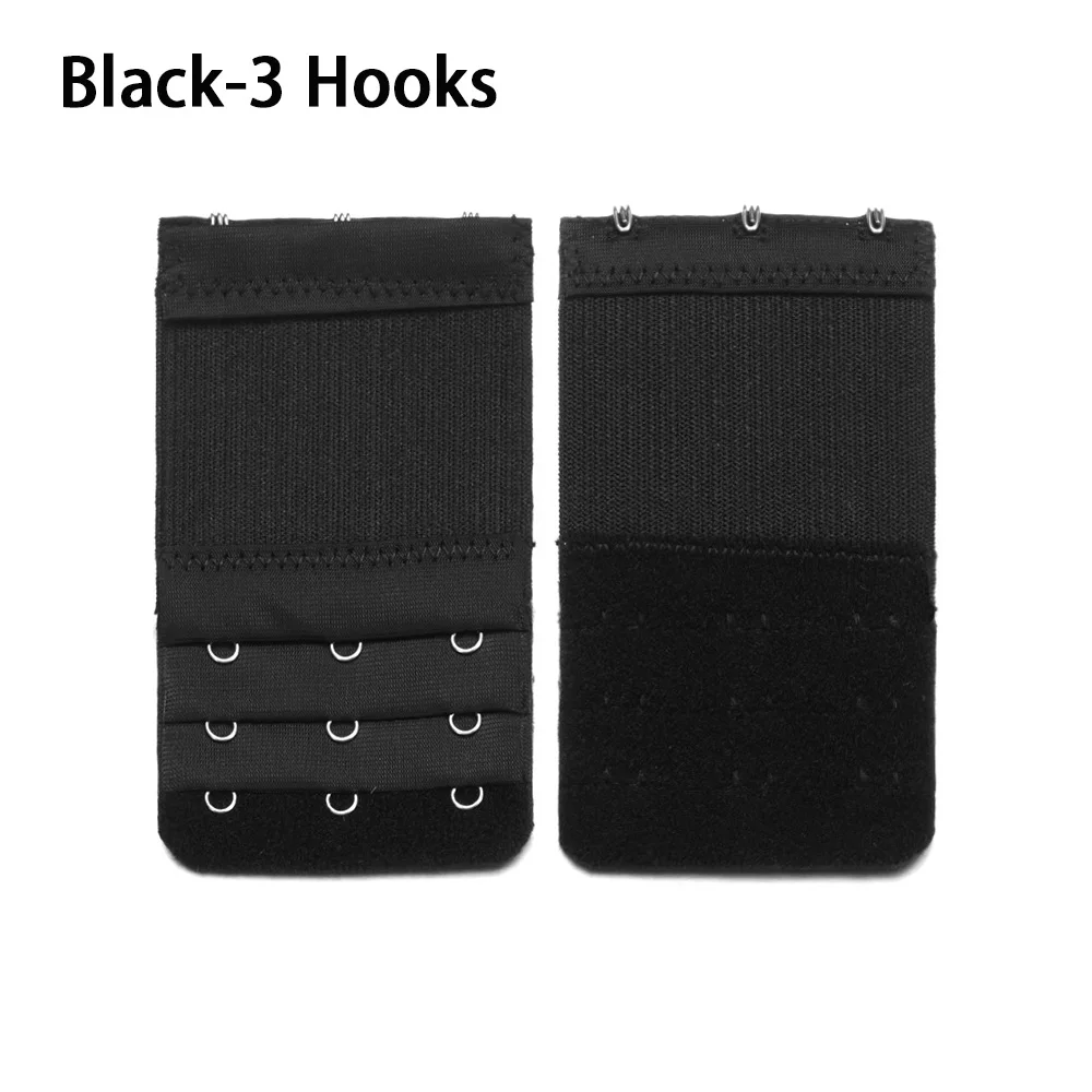 3 Hooks black 1 шт. женский многоцветный Регулируемый удлинитель для бюстгальтера Женский 2,3, 4 крючка бретельки бюстгальтера бюстгальтер на застежке расширение женские интимные аксессуары - Цвет: 3 Hooks black