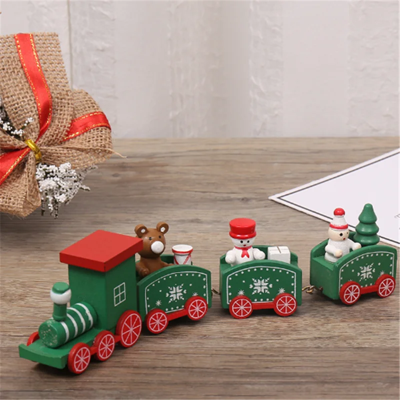 

Navidad Merry Christmas Wooden Christmas Train DIY Ornaments Home Christmas Decoration Christmas Gift Kids Christmas Decoration