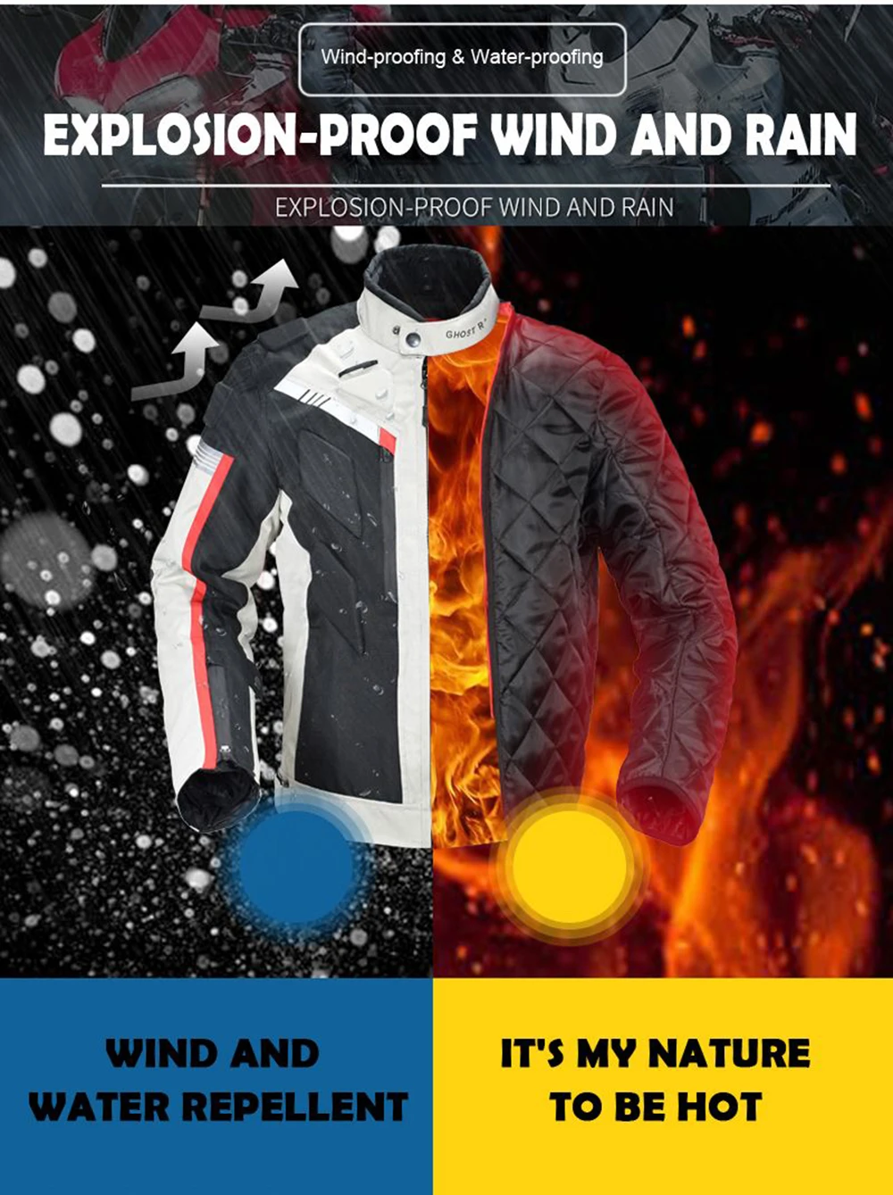 Мужская мотоциклетная куртка GHOST RACING защитное снаряжение ветрозащитная