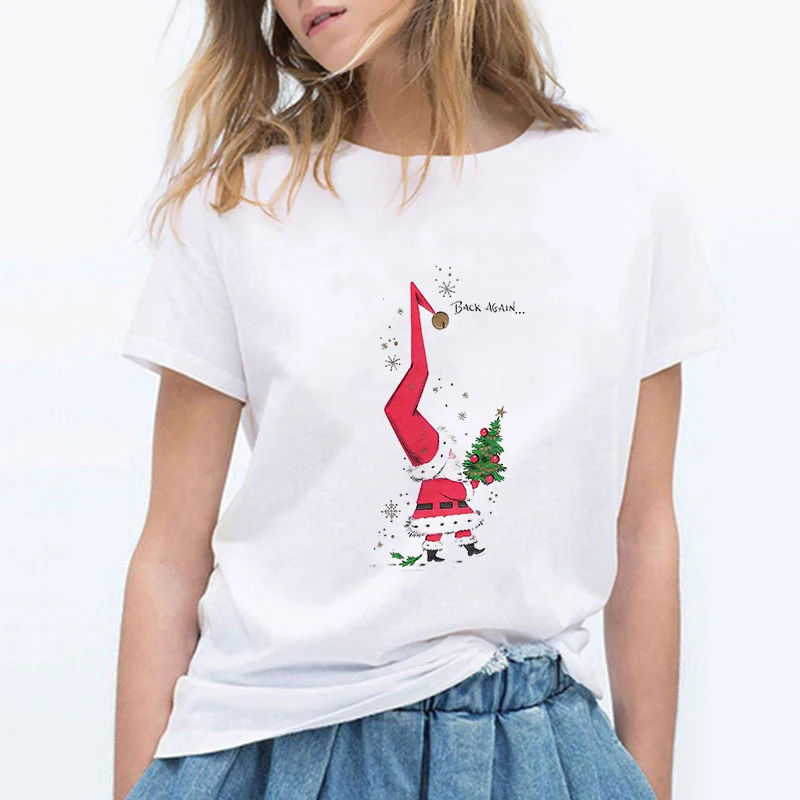 

Candy Cane HO HO HO Merry Christmas Women T-shirts Harajuku T Shirts Women Vintage Casual Streetwear Kpop Tee Shirt Femme