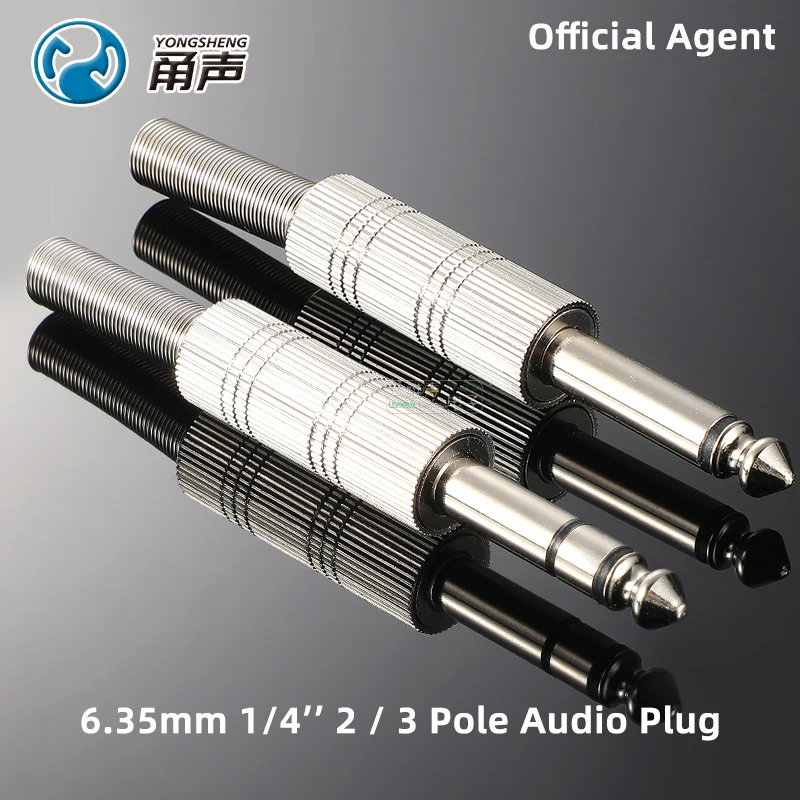 

6.35mm 1/4'' in Jack Mono Stereo TS TRS Plug 2 3 Pore Headset Microphone Single Dual Channel Audio Cable Connector with Spring
