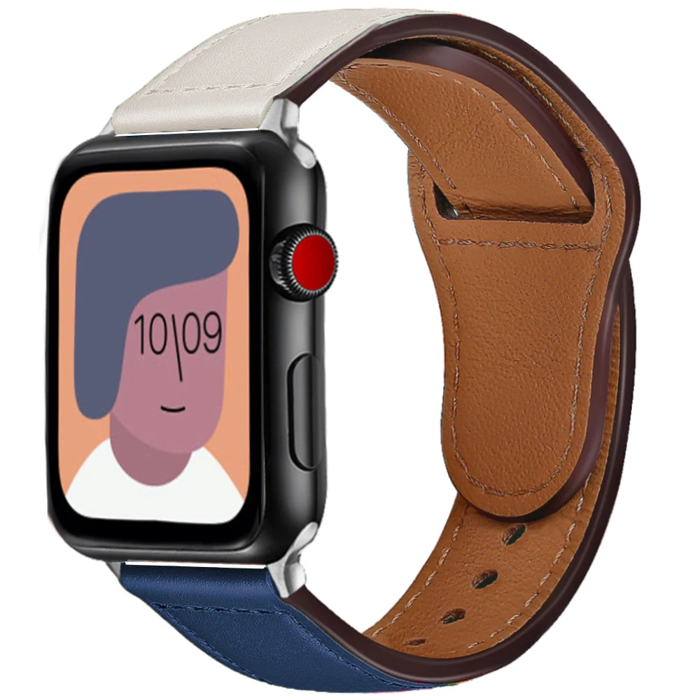Кожаный ремешок для Apple watch band 44 мм 40 42 38 браслет наручных часов correa iWatch Series 3 4 5 6 se 7