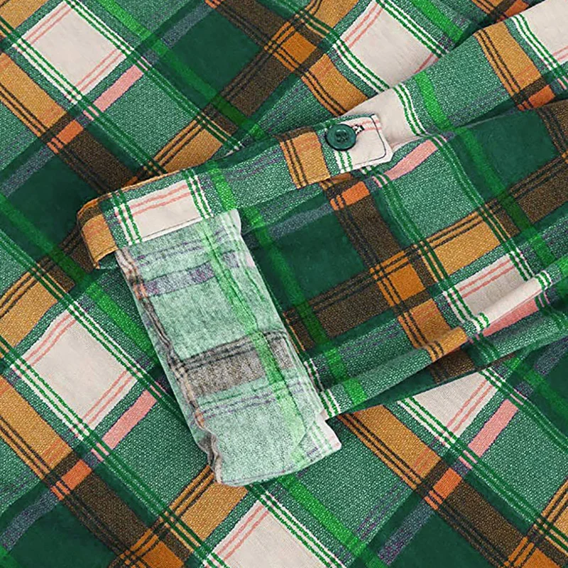 

Plus Size 5XL Women Shirts 3/4 Sleeve V-Neck Top Casual Button Roll Up Plaid Blouses Tunic Spring Summer Camisas De Mujer Blusas