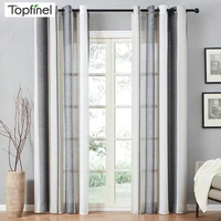 topfinel stripe gradient sheer curtains drapes for bedroom kitchen living room semi voile home decor tulle curtains on windows