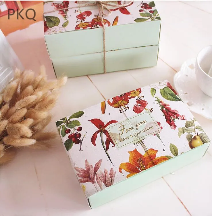 

20pcs Flower Pattern Gift Box For Nougat Cookie Candy Packaging Box Cake Baking Wrapping Paper Boxes Wedding Gift Box
