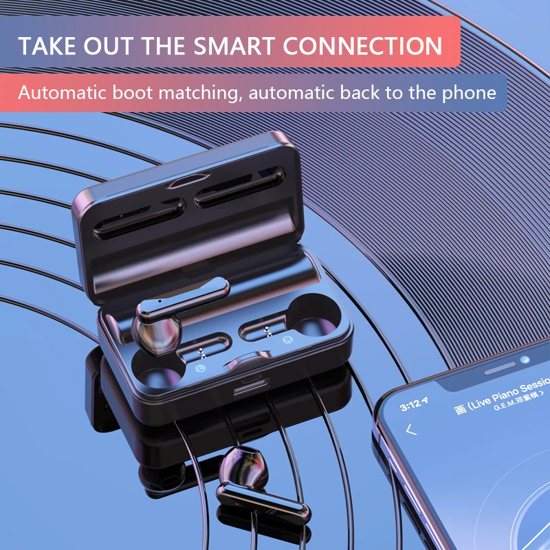 

Tws S20 Earphones Charging Box Stereo Sports Waterproof Wireless Bluetooth Headphones 9D fone Headphones for Smartphone Portable